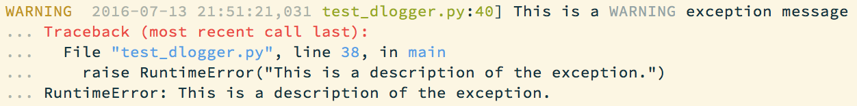 A log message with a stack trace printed by the logger.