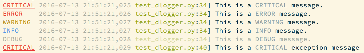 Various log messages printed by the logger.
